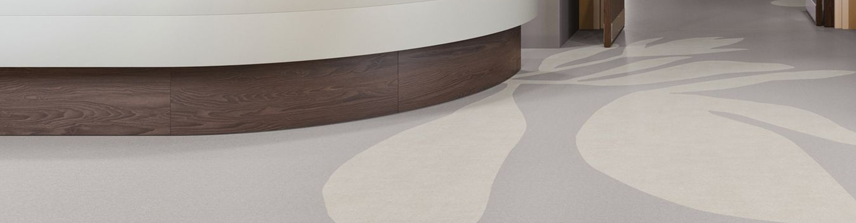 Mohawk Group Medella Fleck homogeneous sheet vinyl in a healthcare reception area